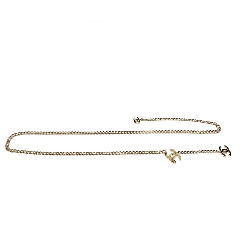 ❌SOLD❌VINTAGE CHANEL Black Gold CC Logo Necklace - Picture 5 of 12